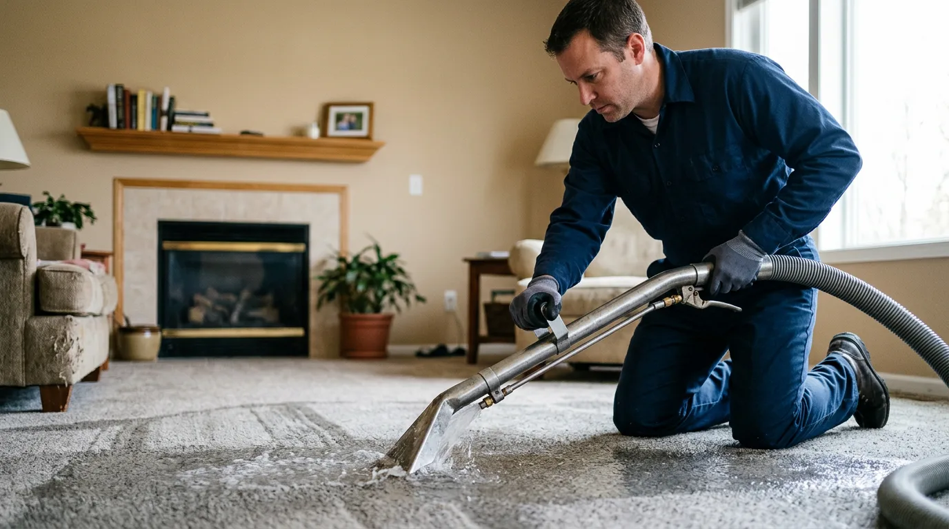 Water damage restoration technician working near Hillister, TX